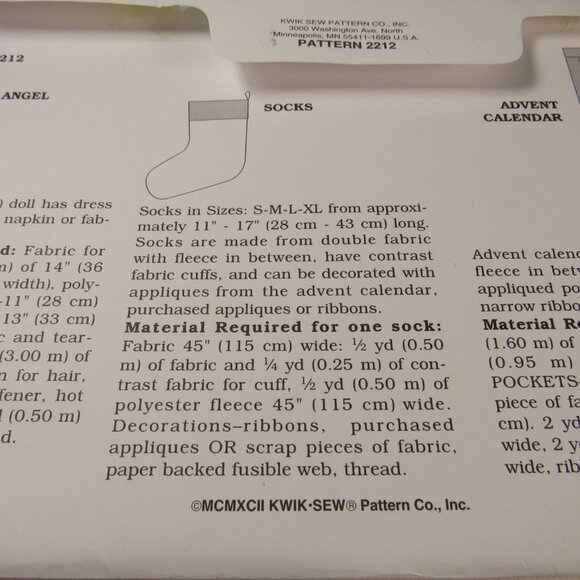 Kwik Sew 2212 Clothing Sewing Pattern NEW UNOPENED Christmas Advent Calendar - Picture 6 of 8